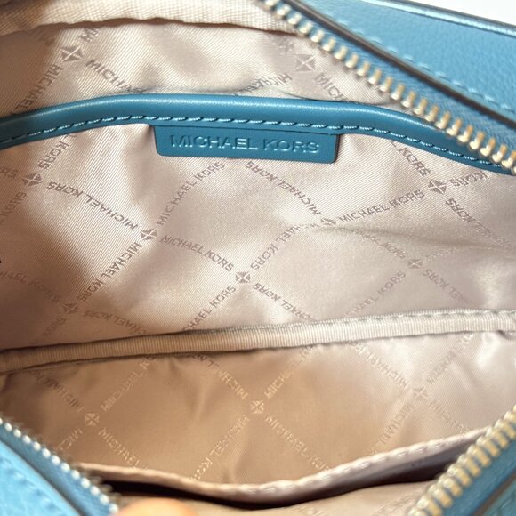 Michael Kors Jet Set Travel Medium Shoulder Crossbody Bag Tech Attached Teal - Picture 11 of 14